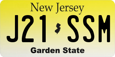 NJ license plate J21SSM