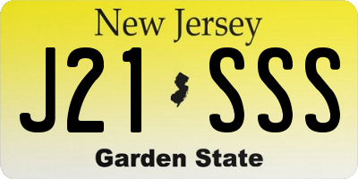 NJ license plate J21SSS