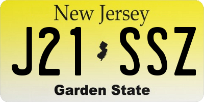 NJ license plate J21SSZ