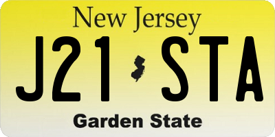 NJ license plate J21STA