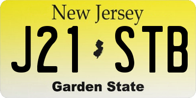 NJ license plate J21STB