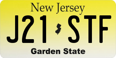 NJ license plate J21STF