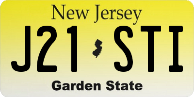 NJ license plate J21STI