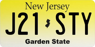 NJ license plate J21STY