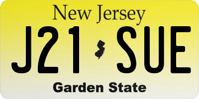 NJ license plate J21SUE