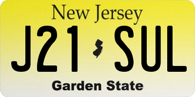 NJ license plate J21SUL