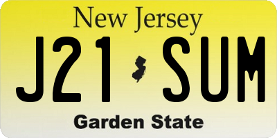 NJ license plate J21SUM