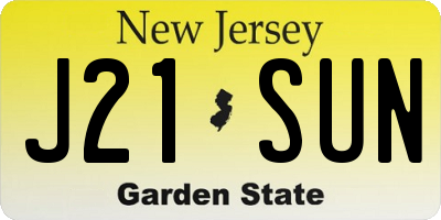 NJ license plate J21SUN