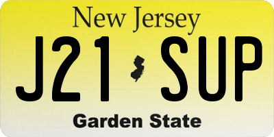 NJ license plate J21SUP