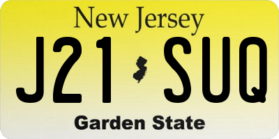 NJ license plate J21SUQ