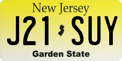 NJ license plate J21SUY