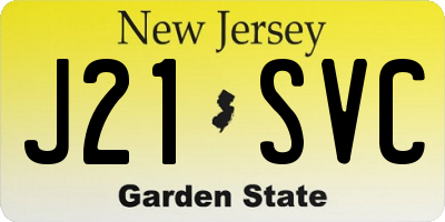 NJ license plate J21SVC