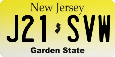 NJ license plate J21SVW