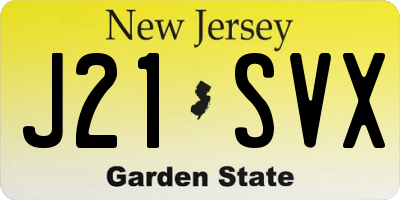 NJ license plate J21SVX