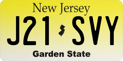 NJ license plate J21SVY