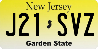NJ license plate J21SVZ