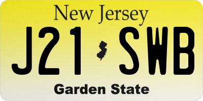 NJ license plate J21SWB
