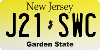 NJ license plate J21SWC