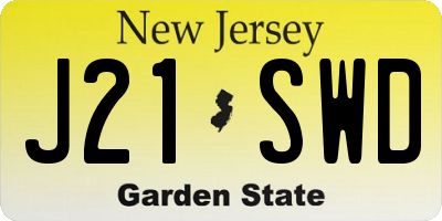 NJ license plate J21SWD