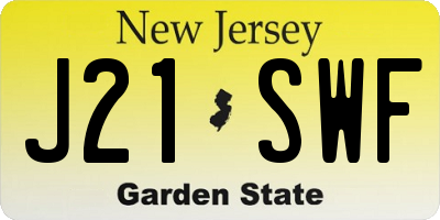 NJ license plate J21SWF