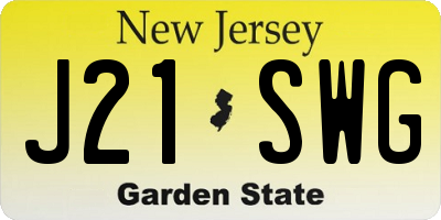 NJ license plate J21SWG