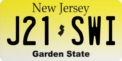 NJ license plate J21SWI