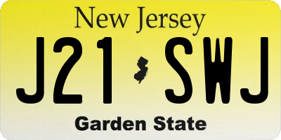 NJ license plate J21SWJ