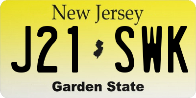 NJ license plate J21SWK