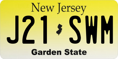 NJ license plate J21SWM