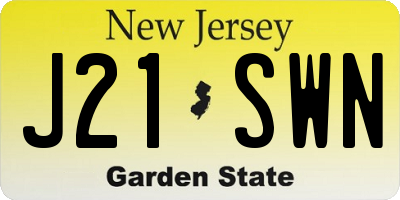 NJ license plate J21SWN