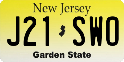 NJ license plate J21SWO