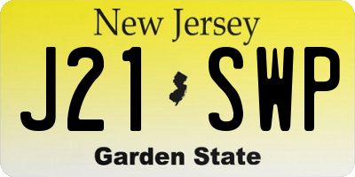 NJ license plate J21SWP