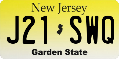 NJ license plate J21SWQ