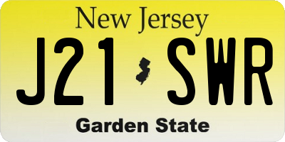 NJ license plate J21SWR