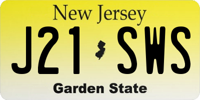 NJ license plate J21SWS