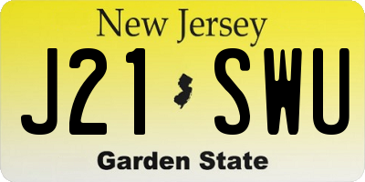 NJ license plate J21SWU