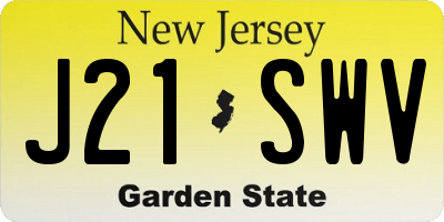 NJ license plate J21SWV