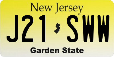 NJ license plate J21SWW