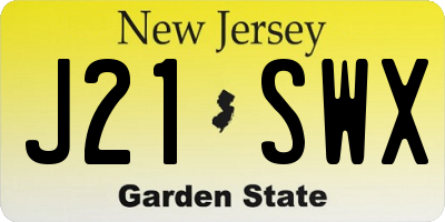 NJ license plate J21SWX