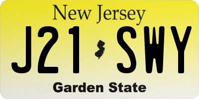 NJ license plate J21SWY