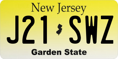 NJ license plate J21SWZ