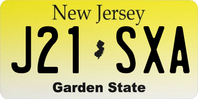 NJ license plate J21SXA
