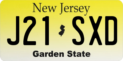 NJ license plate J21SXD