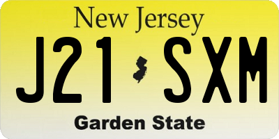 NJ license plate J21SXM