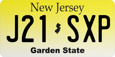 NJ license plate J21SXP