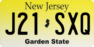 NJ license plate J21SXQ