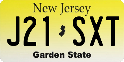 NJ license plate J21SXT