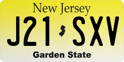 NJ license plate J21SXV