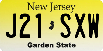 NJ license plate J21SXW
