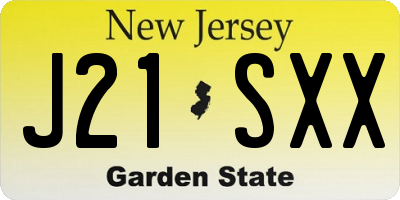 NJ license plate J21SXX